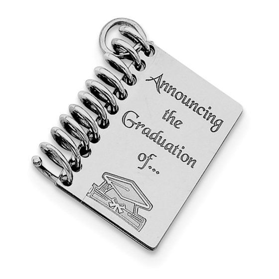 Sterling Silver Personalizable Graduation Book Charm Sterling Silver Personalizable Graduation Book Charm
